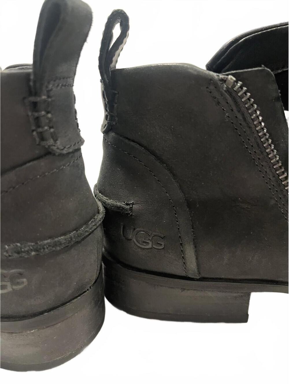 UGG Aureo II Black Nubuck Leather Ankle Zip Boots Women USA Size 7.5 EUR 38.5 - Picture 9 of 9
